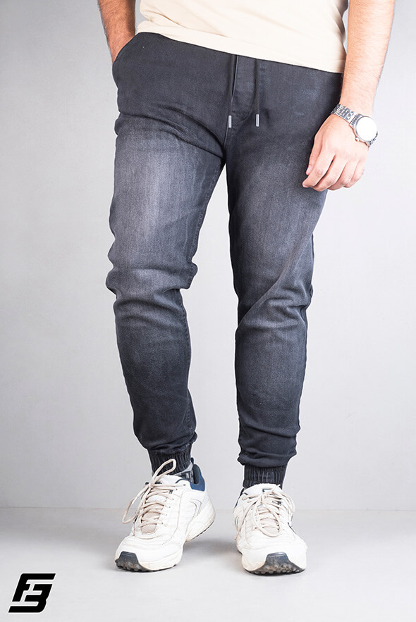 Black Denim Joggers Flexbo